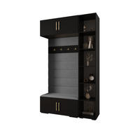 GARDEROBEN-SET 236,7/140/47 - Schwarz/Braun, Holz/Kunststoff (140/236.7/47cm) - Abiks Möbel