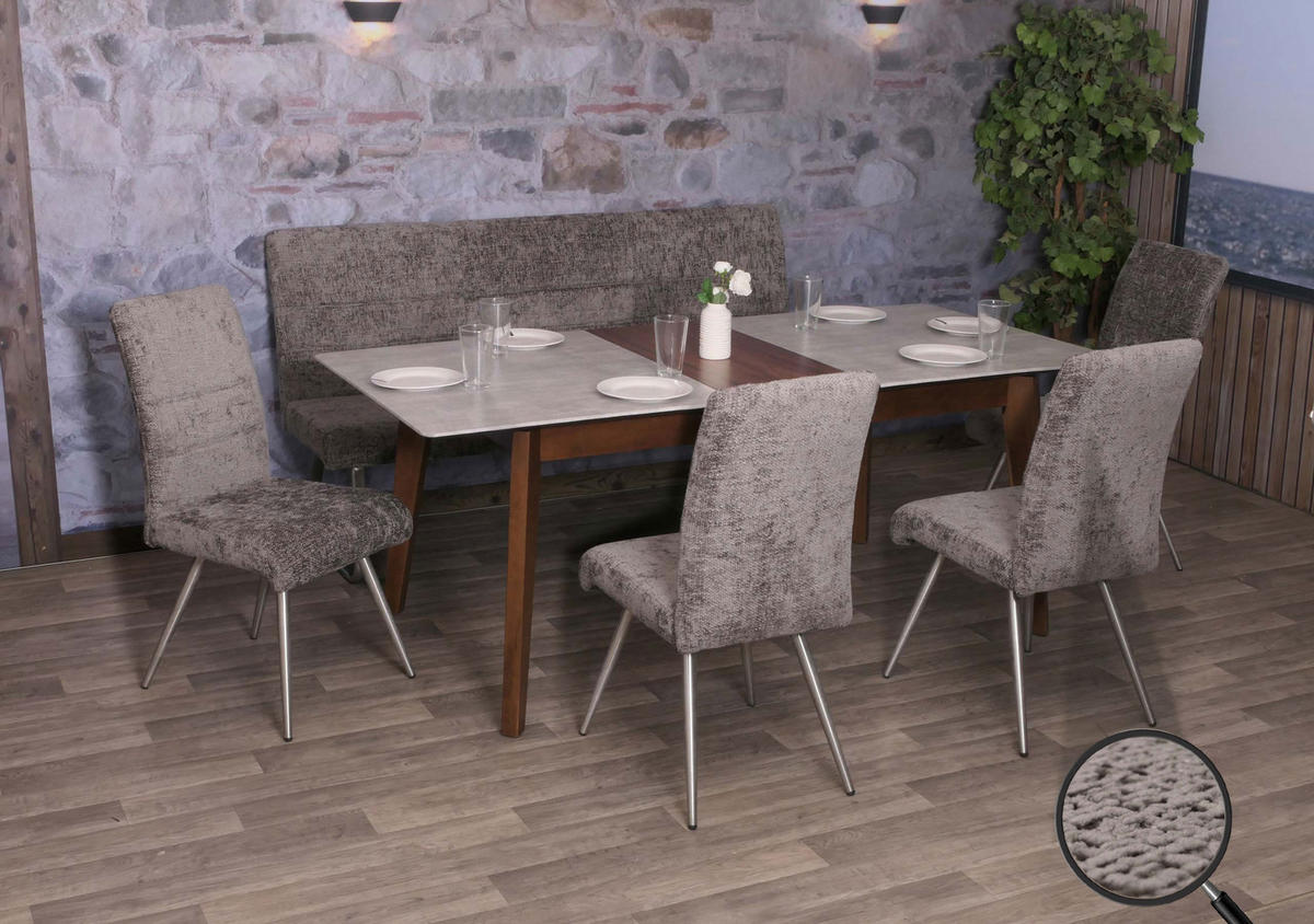 ESSZIMMER-SET Grau 5er-Set - Grau, Textil (180/99/65cm) - MCW