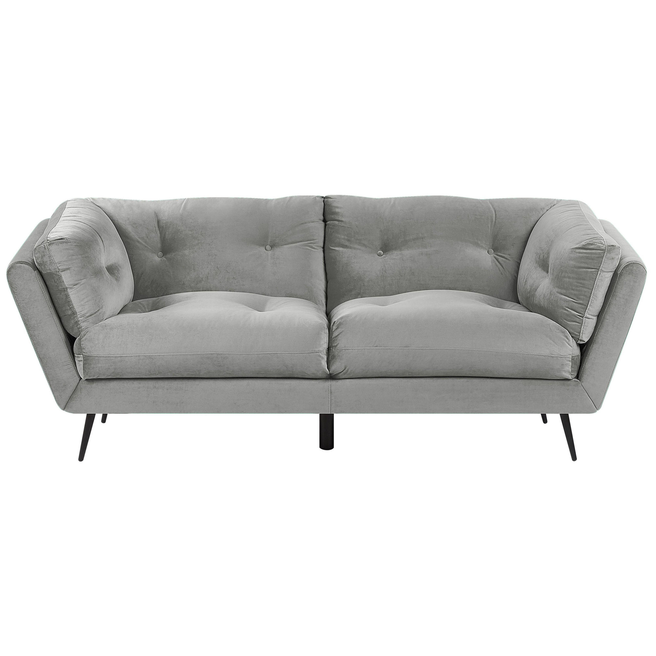 3-SITZER-SOFA Samtstoff Grau Lenvik - Grau, Textil (210/75/90cm) - Beliani