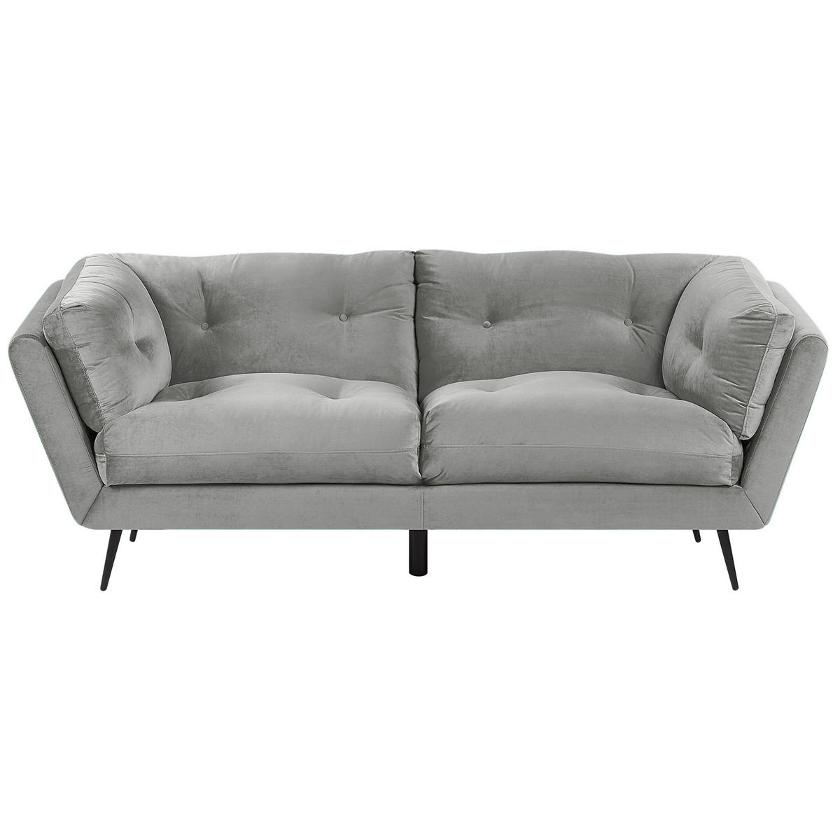 3-SITZER-SOFA Samtstoff Grau Lenvik - Grau, Textil (210/75/90cm) - Beliani