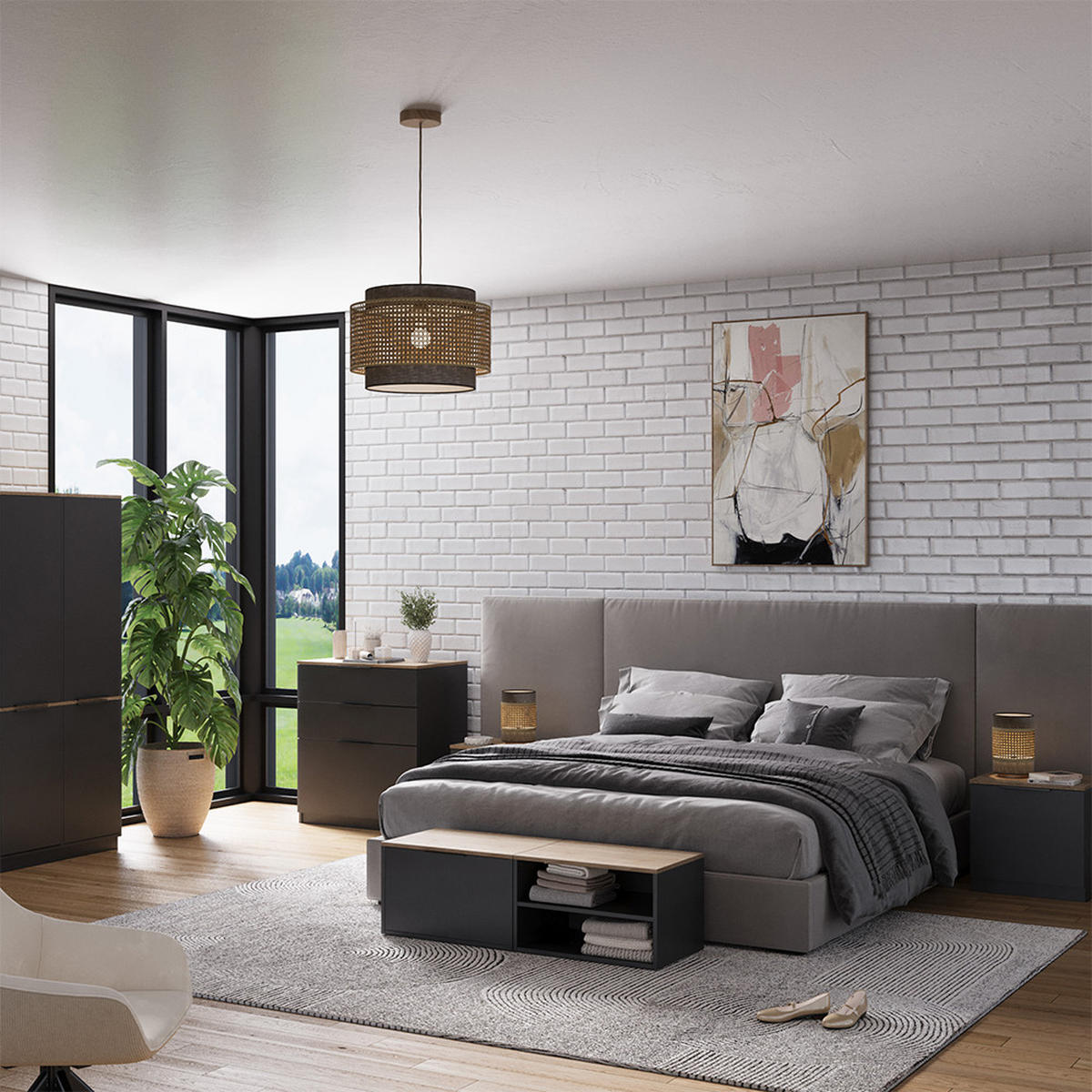 KOMODA Betti Anthracite/Sonoma - Sonoma dub/antracitová, kompozitní dřevo (60/36/40cm) - Vicco