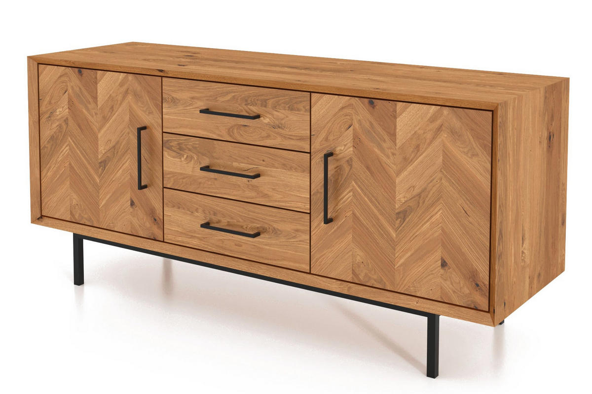 KOMMODE BREIT LEON Wildeiche - Wildeiche, Holz (144/65/45cm) - byoak