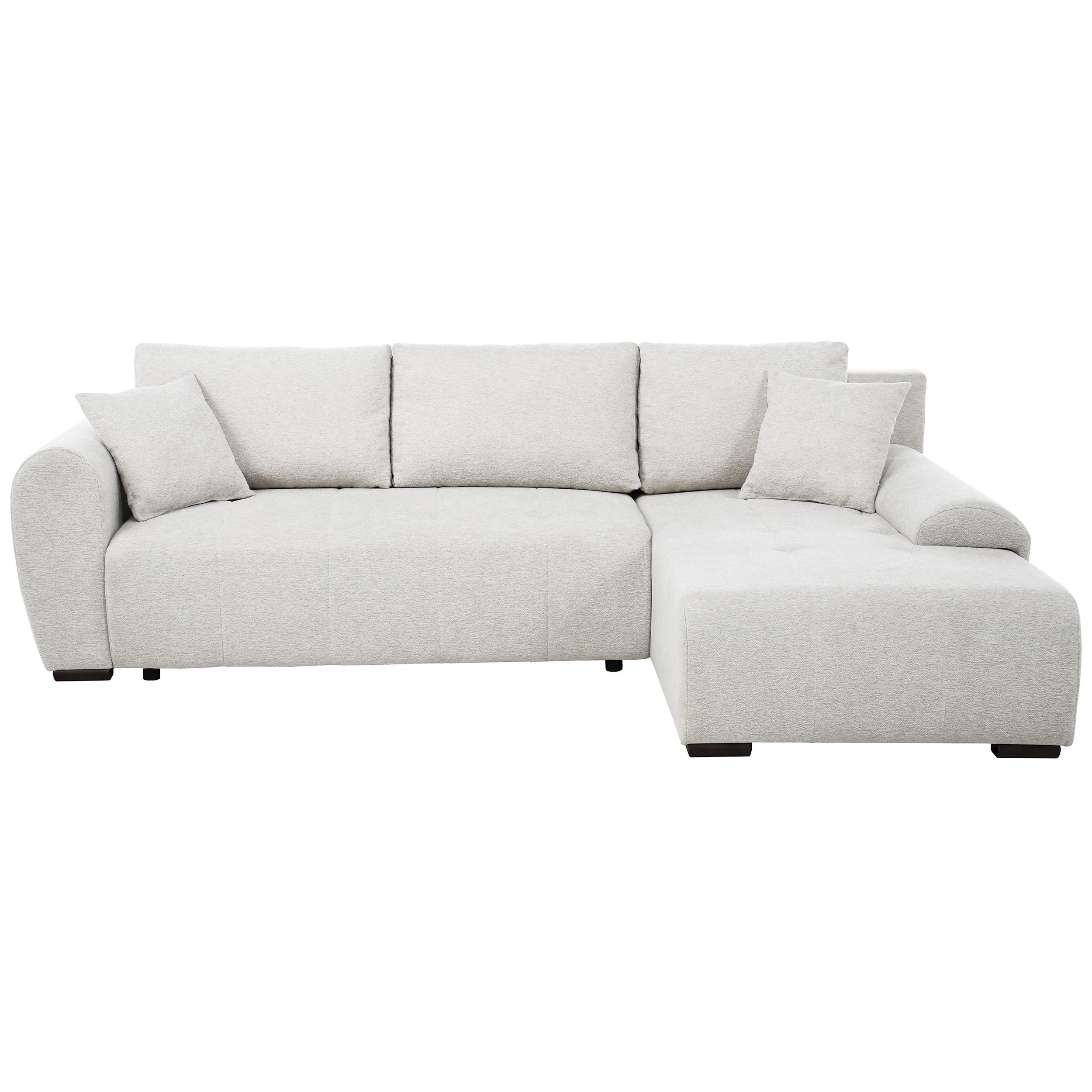 Beautysofa ROHOVÁ ROZKLÁDACÍ POHOVKA Dallas s úložným prostorem, 255 cm, krémová, pravá, velurová látka