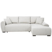 ECKSCHLAFSOFA Dallas mit Bettkasten, 255 cm, Creme, rechts, Velour-Stoff - Beige, Textil (255/175cm) - Beautysofa