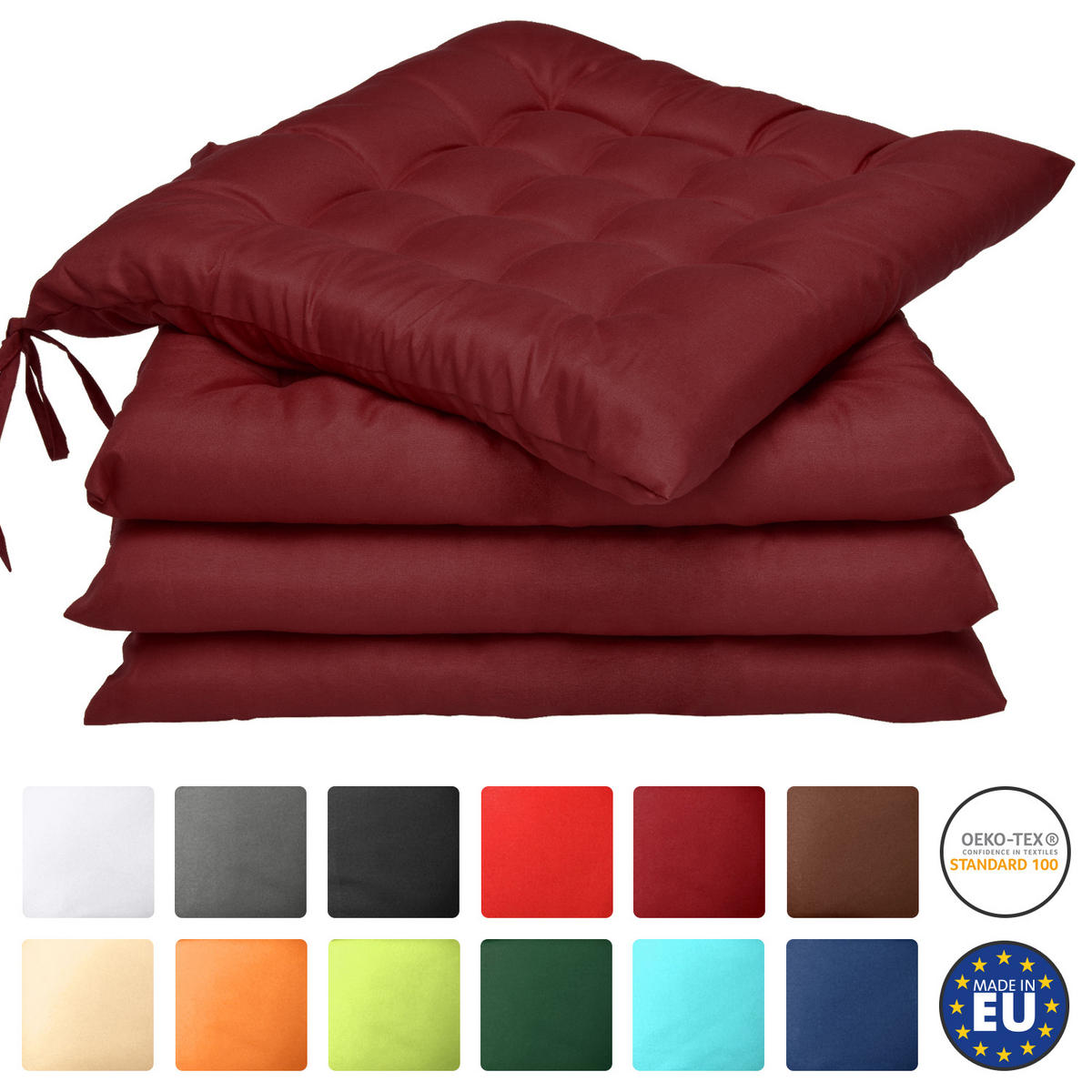 STUHLKISSEN Lea 40/40/5 cm Dunkelrot 4tlg - Dunkelrot, Textil (40/40cm) - Beautissu 