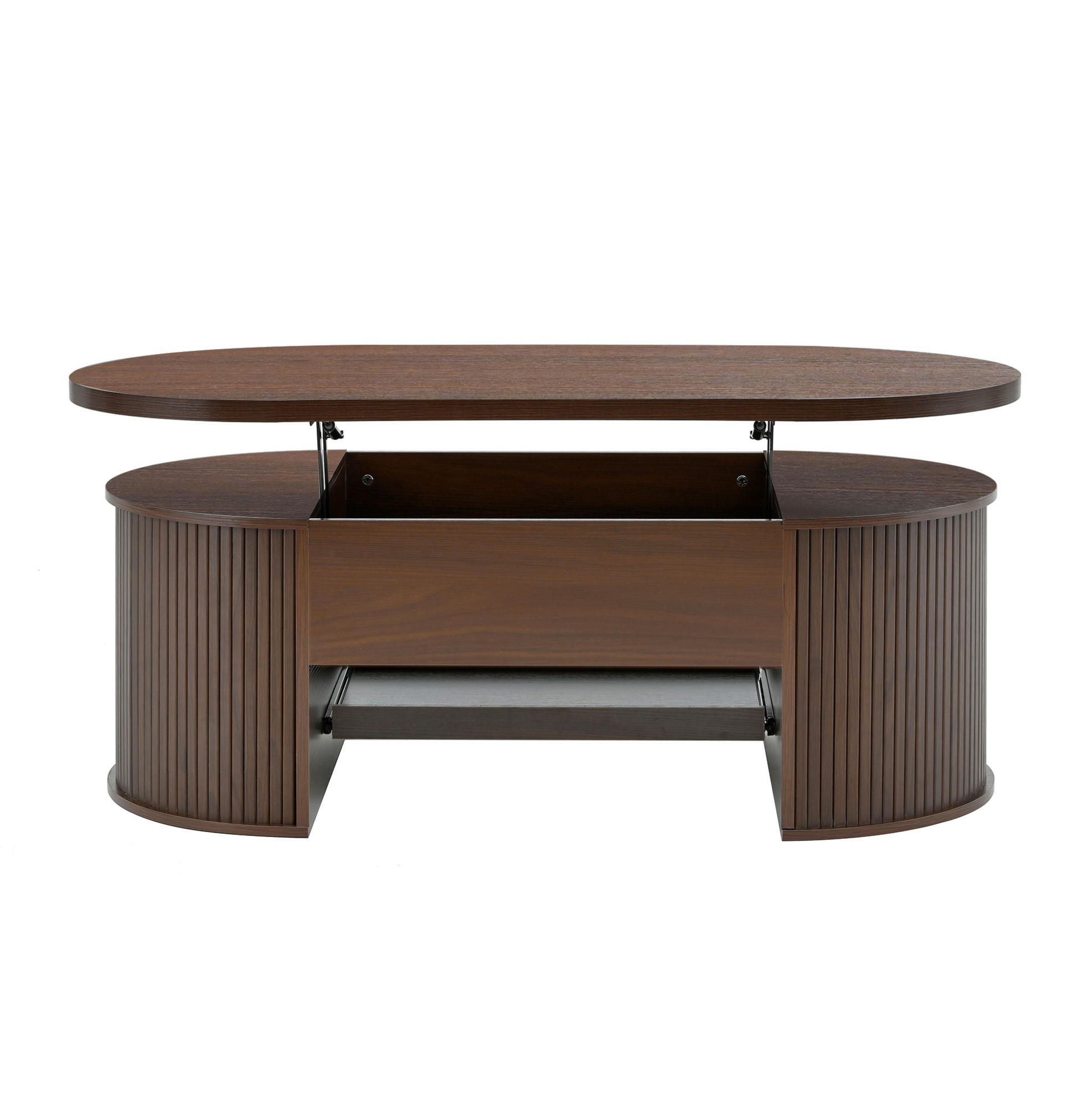 KONFERENČNÍ stolek 110/55,5/40 cm ořechová z MDF s výklopnou deskou a úložným prostorem - přírodní, kompozitní dřevo (110/55.5/40cm) - OKWISH