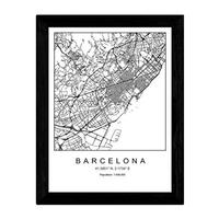 POSTER Barcelona Stadtkarte – Nordisch A3 Schwarzer Rahmen - Schwarz, Papier (29.7/5/42cm) - Nacnic