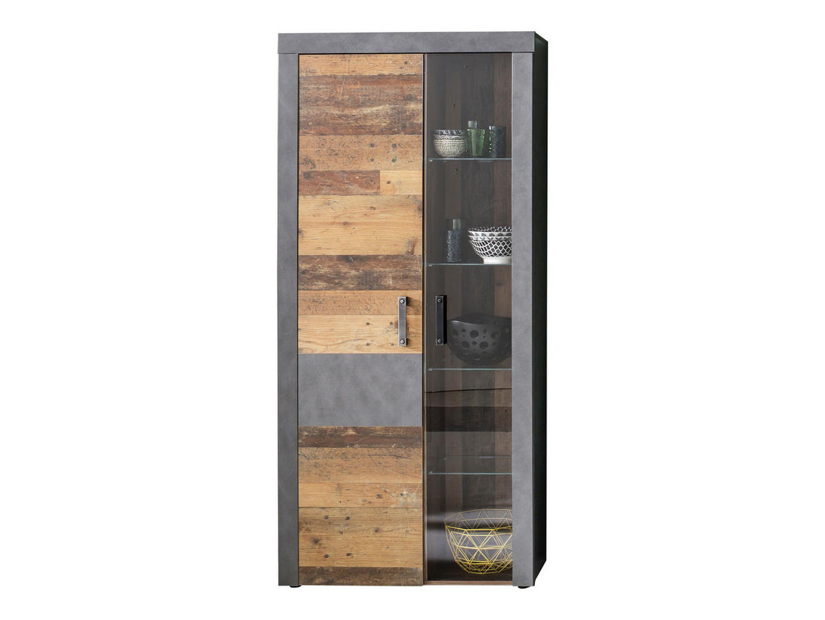 VITRINE Grau - Grau, Holzwerkstoff (87/189/34cm) - ebuy24