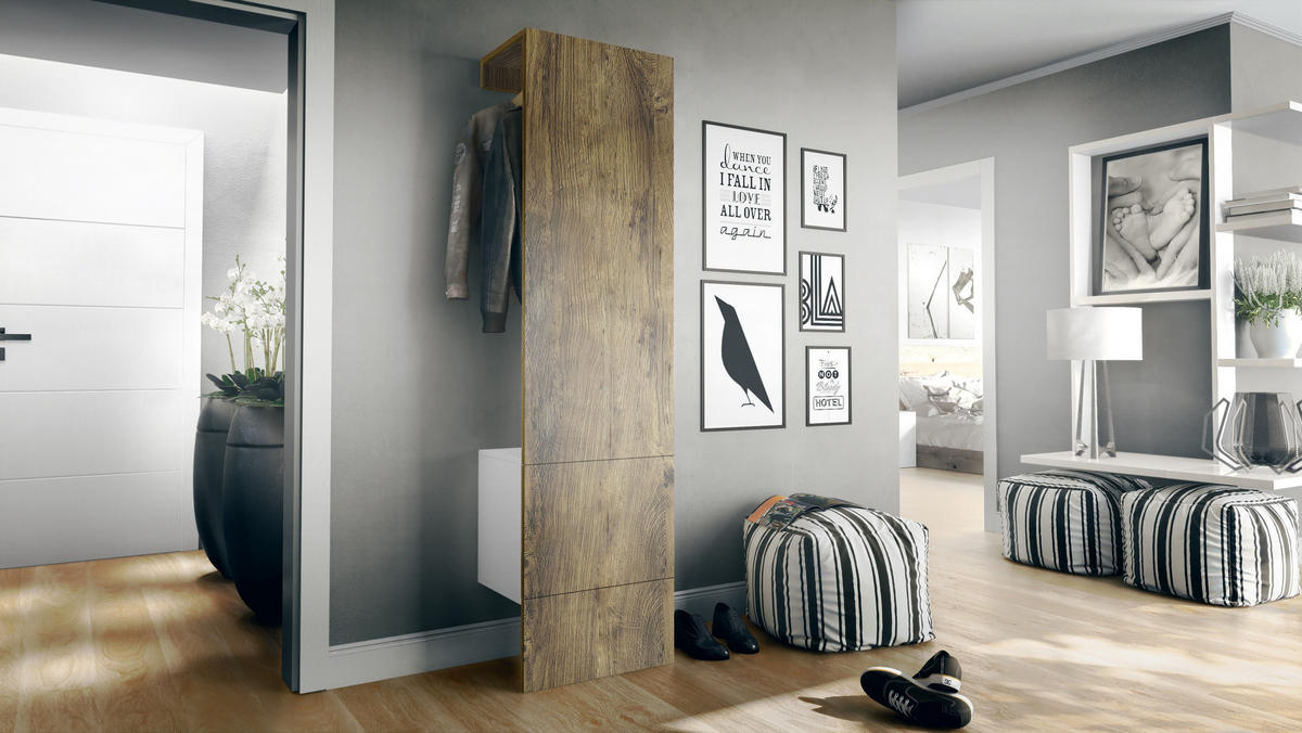 GARDEROBE Carlton Paneel in Eiche Ribbeck - Alteiche, Holzwerkstoff (52/193/35cm) - Vladon