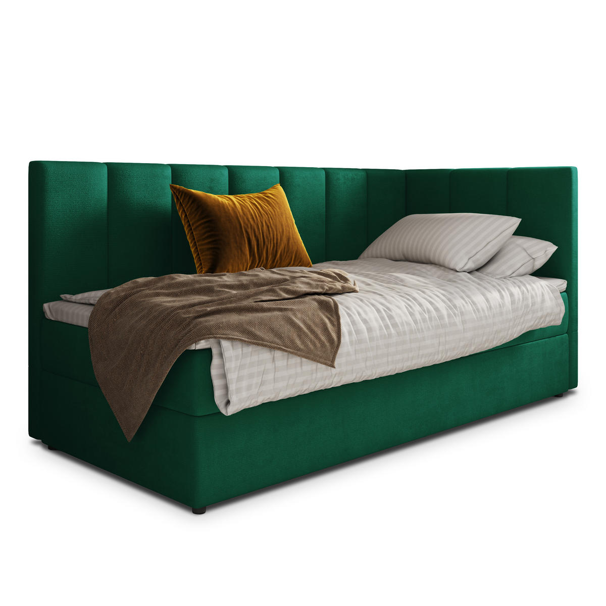 POSTEL BOXSPRING BEVE 80x200 cm, s matrací a úložným prostorem, tmavě zelená - tmavě zelená, kompozitní dřevo/textil (80/200cm) - MASSENO