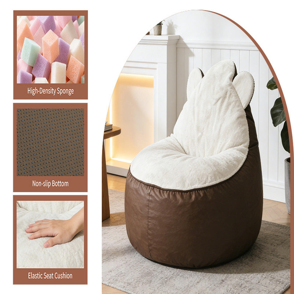 SITZSACK Plüschversion 100 x 100 x 94 cm - Braun, Textil (100/25/100cm) - Raelunyi