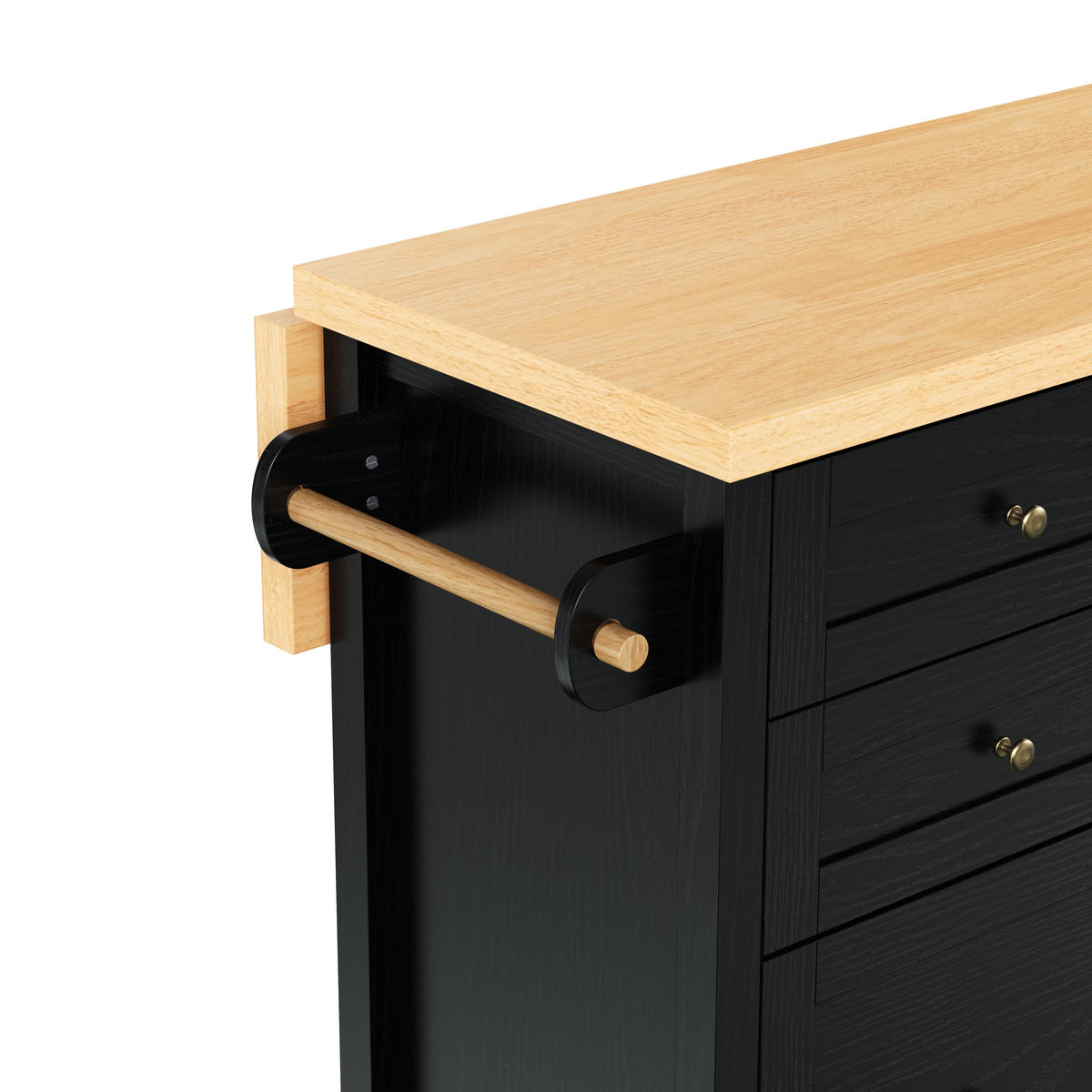 KÜCHENINSEL DE-41116 107/45-70/90,5 cm mit ausklappbarer Arbeitsplatte Schwarz - Schwarz, Holzwerkstoff (107/90.5/45cm) - ComfortXL