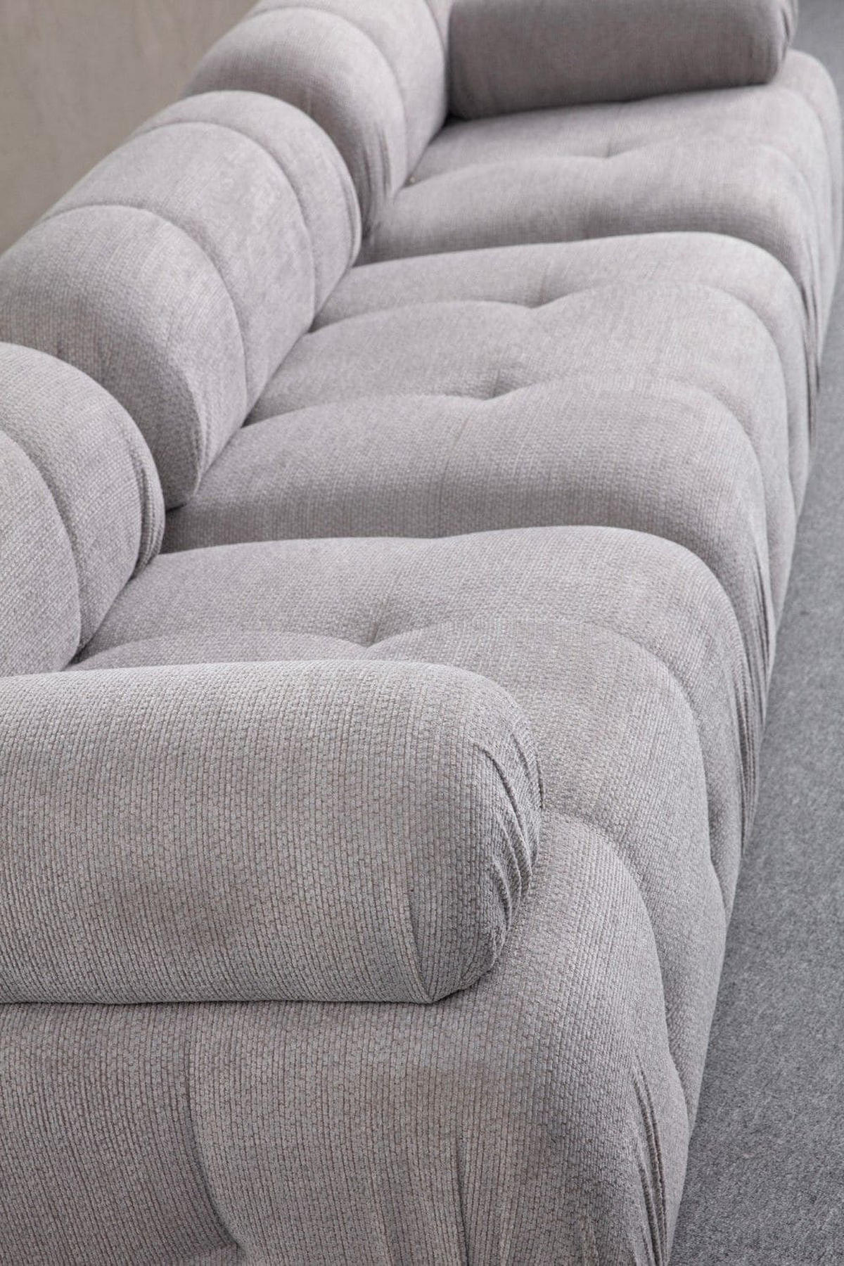 ECKSOFA inklusive Hocker - Hellgrau/Schwarz, Holz/Kunststoff (290/160cm) - myHomelando