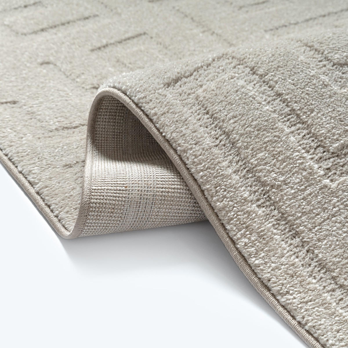 KURZFLORTEPPICH Geometrisch MUOTA Polypropylen Beige 160 x 220 cm - Beige, Textil (160/220cm) - KADIMA DESIGN