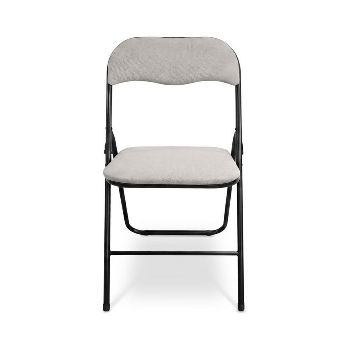 KLAPPSTÜHLE 6er-Set gepolstert, brauner Stoff und schwarze Metallbeine - Greta - Schwarz/Grau, Textil/Metall (44/78/46cm) - Sicaan
