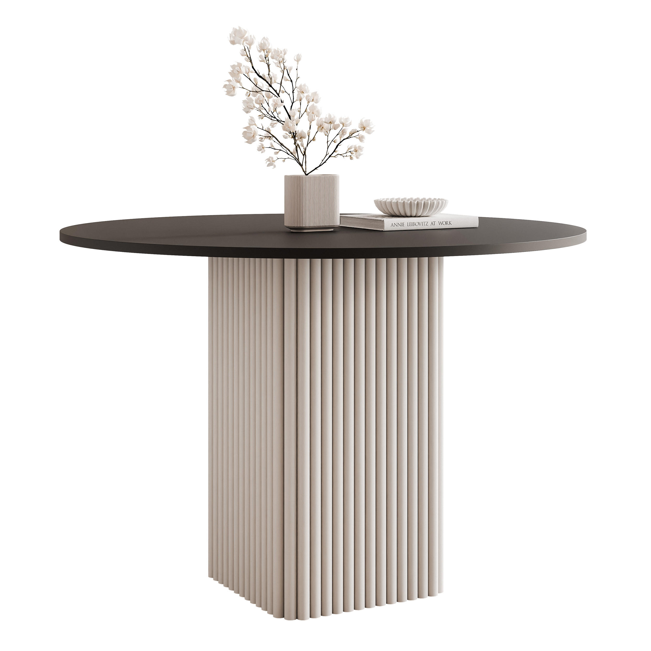 ESSTISCH FLORA 100/76 cm, Metallgestell, Kaschmir / Schwarz - Kaschmir/Schwarz, Holzwerkstoff/Metall (100/100/76cm) - Idohome