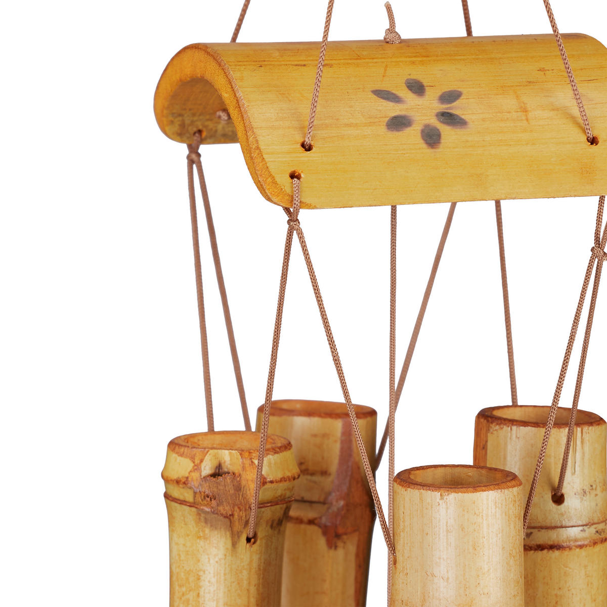 WINDSPIEL - Hellbraun, Holz/Textil (7/7/73cm) - Relaxdays