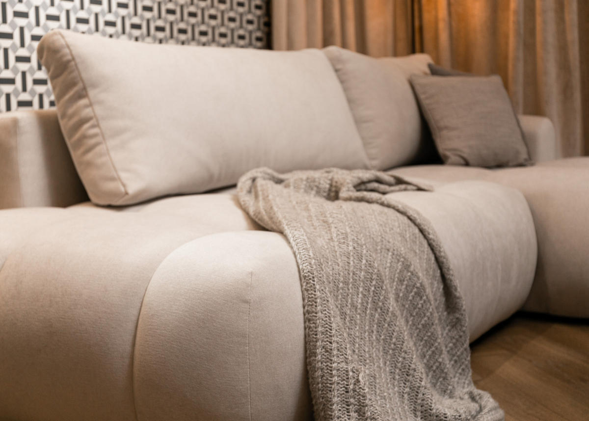 ECKSOFA Ombo Cremeweiß Chenille 280 cm - Creme/Schwarz, Kunststoff/Textil (284/167cm) - Selsey