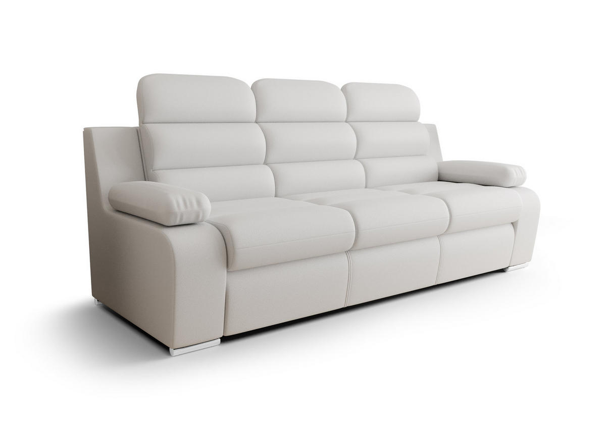 SCHLAFSOFA KONGO 02, Sofa mit Schlaffunktion, Farbe: Weiß, Kunstleder - Weiß, Textil (238/103/96cm) - O-Sofa