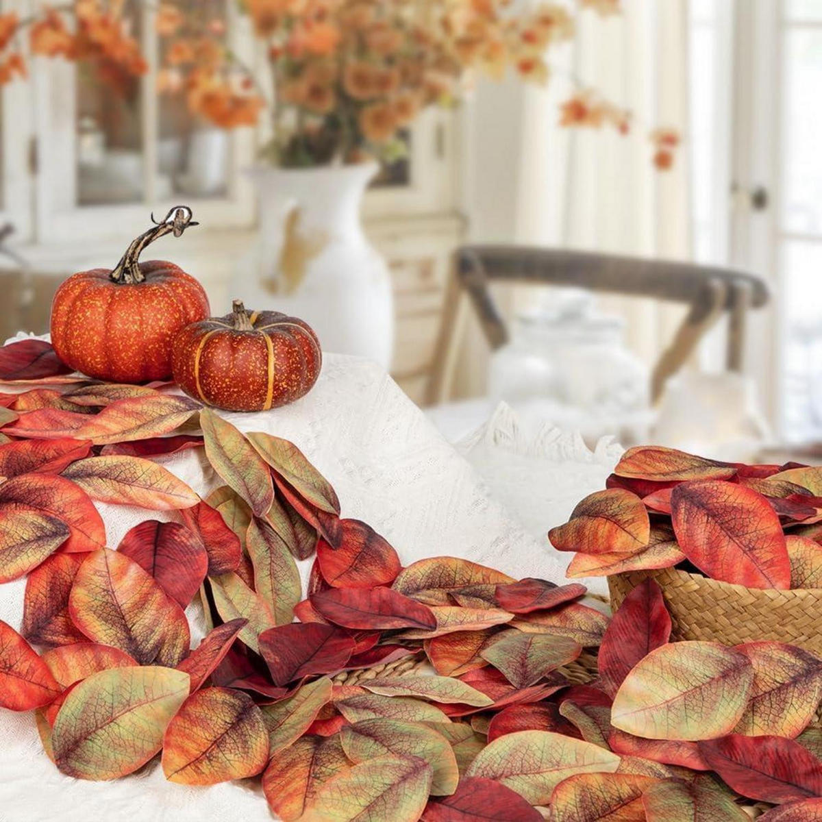 KUNSTLAUB 200 Stück Set Herbstblätter Gemischte Farben - Multicolor, Textil (9cm)