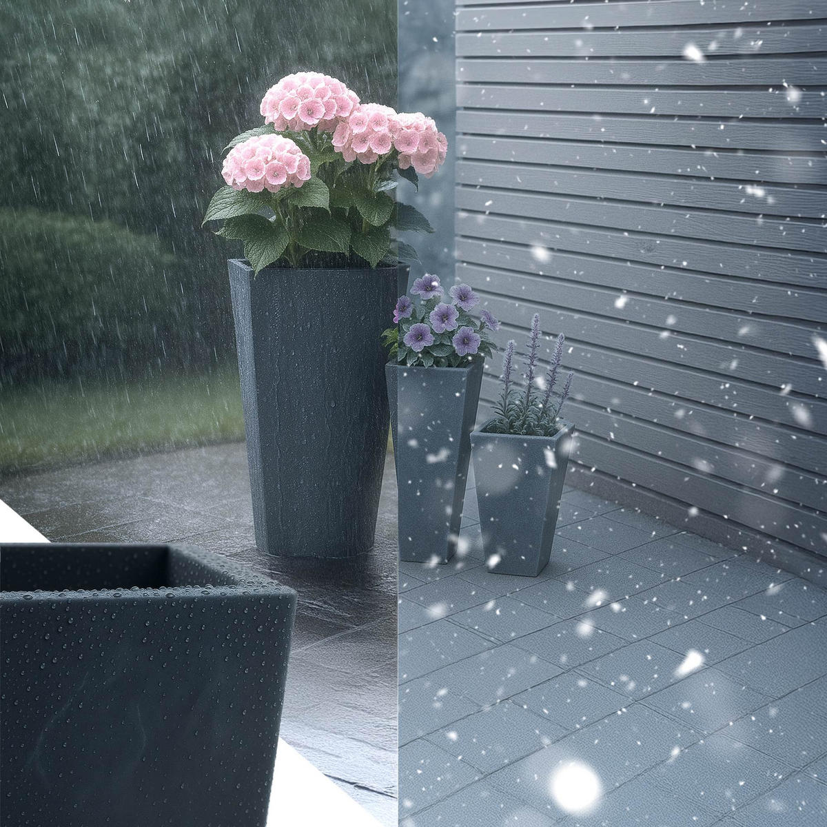 PFLANZKÜBEL 3er Set Anthrazit - Anthrazit, Kunststoff (62cm) - CLP