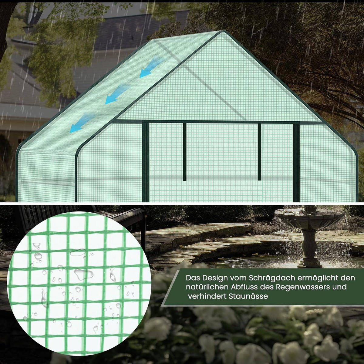 FOLIENGEWÄCHSHAUS, Metallgestell, 143 x 195 x 73 cm, Weiß - Grün, Textil/Metall (143/195/73cm) - Woltu