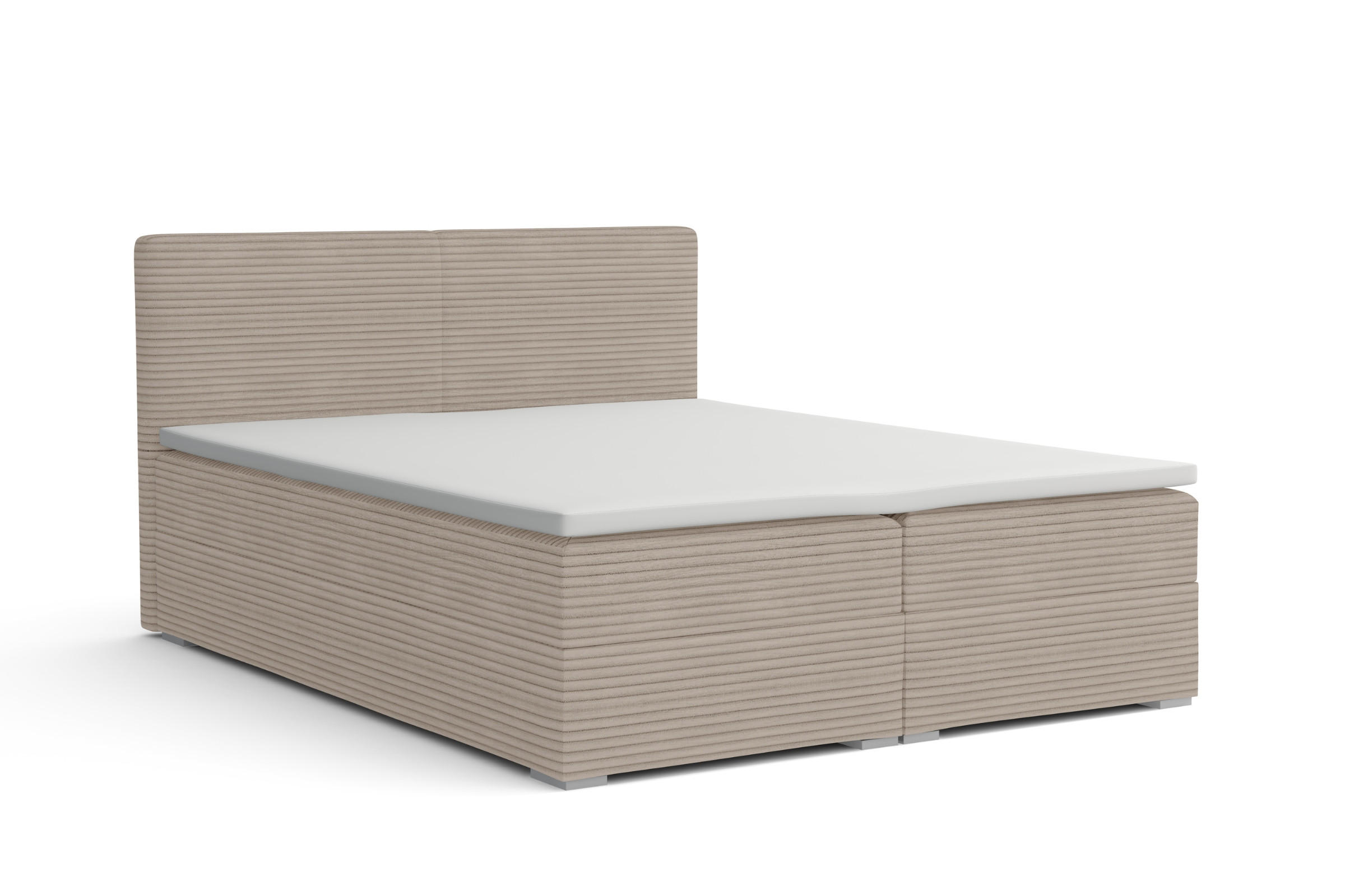 BOXBETT LON III 200/200 in Cord Beige H3 - Beige, Holz/Holzwerkstoff (200/200cm) - Deine Möbel 24