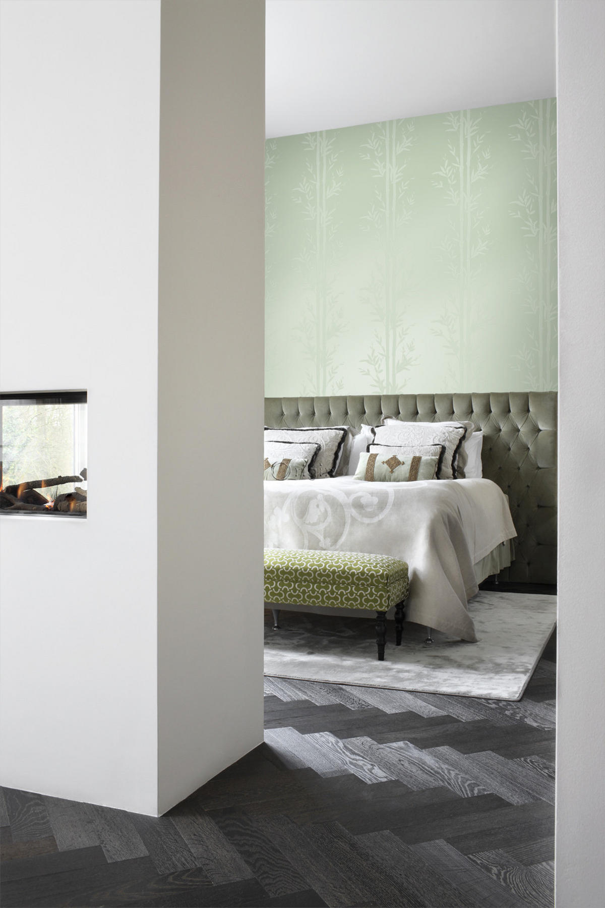 TAPETE Bambusmuster 53 cm x 10.05 m - Grün, Papier (53/1000cm) - Origin Wallcoverings