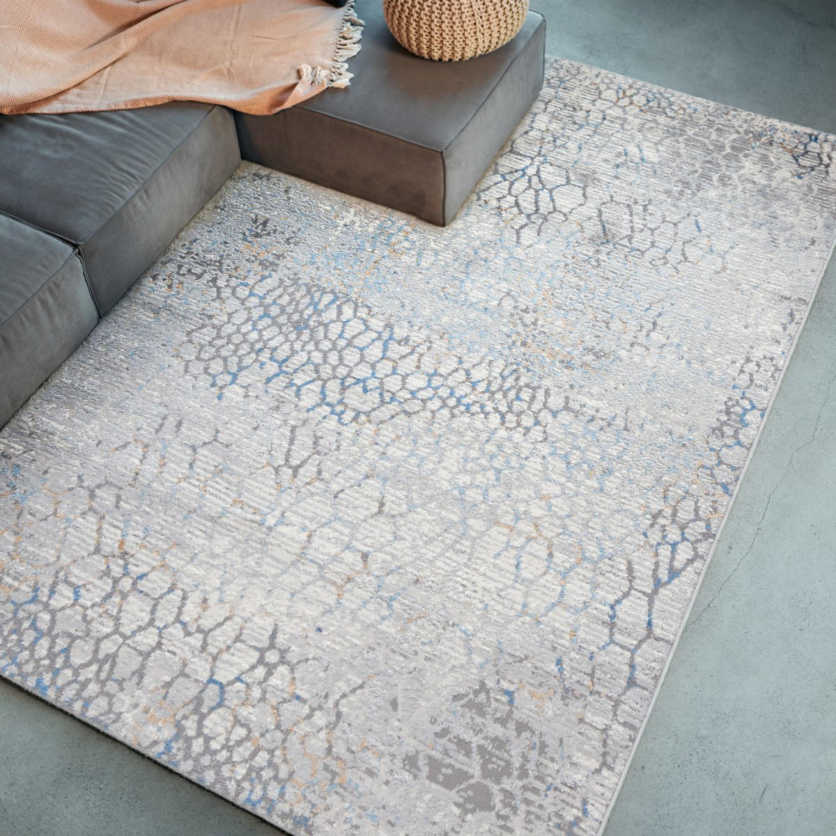 MATTA beige grafit kräm - 200 x 300 cm - Ljusgrå, Textil (200/300cm) - Mazovia