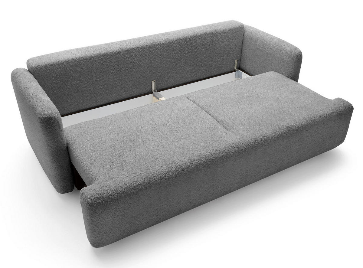 SCHLAFSOFA Lambina Grau Boucle - Schwarz/Grau, Kunststoff/Textil (227/92/104cm) - Selsey