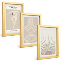BILDER SET 3er Set - 20x30 cm Goldrahmen - Abstrakte Poster im Boho-Stil in Pastellfarben - Goldfarben, Kunststoff (20/30cm) - TULUP