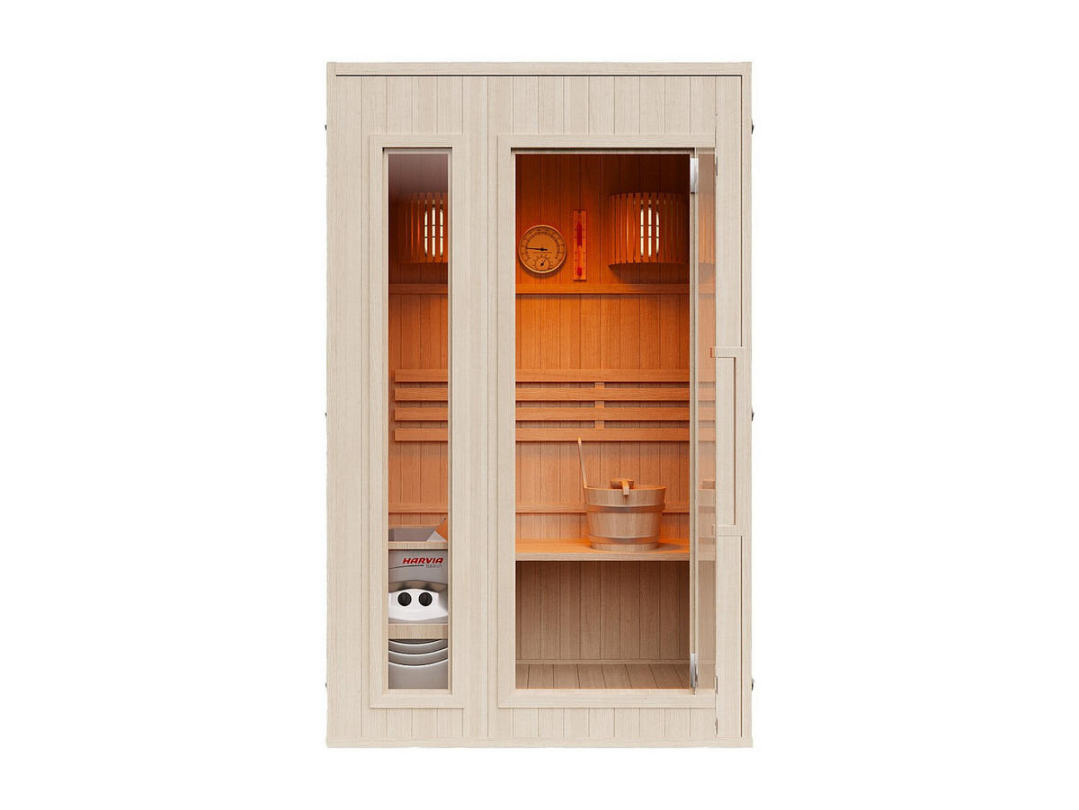 FINNISCHE Sauna - 2 Personen - Holz, Platte - Naturfarben Hell - - Naturfarben, Holz (120/190/120cm) - Vente-Unique