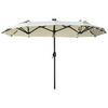 SONNENSCHIRM, Doppelsonnenschirm, Gartenschirm, Polyester, Stahl, Beige - Beige, Metall (150/295cm) - Outsunny