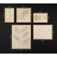 GEMÄLDE Zarter Garten Schattenfugenrahmen Eichefarben 5-teilig - Eichefarben, Holz (90/80cm) - YS-art gallery