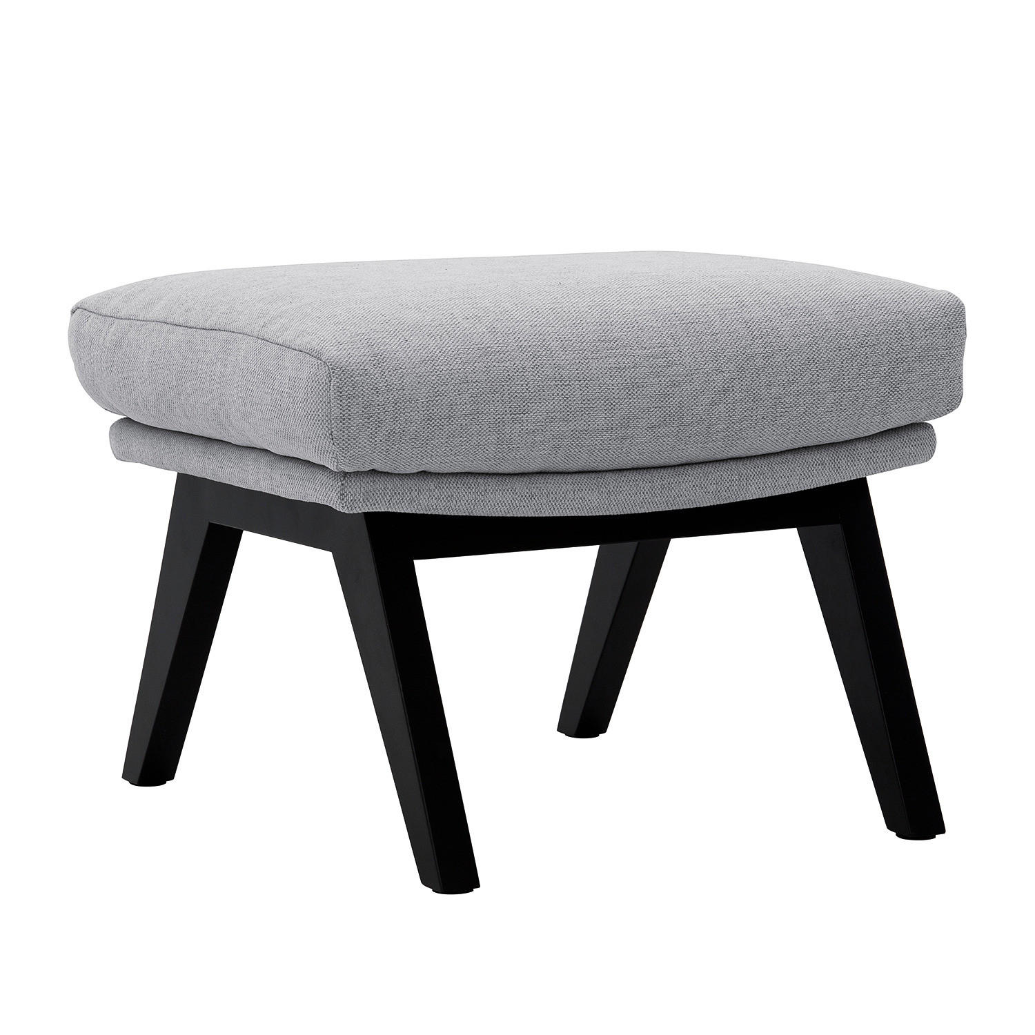 POLSTERHOCKER mit Holzfüßen - Hellgrau/Schwarz, Eichenholz/Textil (51/37/41cm) - home24