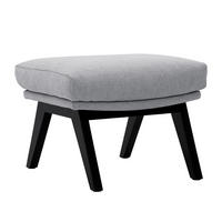 POLSTERHOCKER mit Holzfüßen - Hellgrau/Schwarz, Eichenholz/Textil (51/37/41cm) - home24