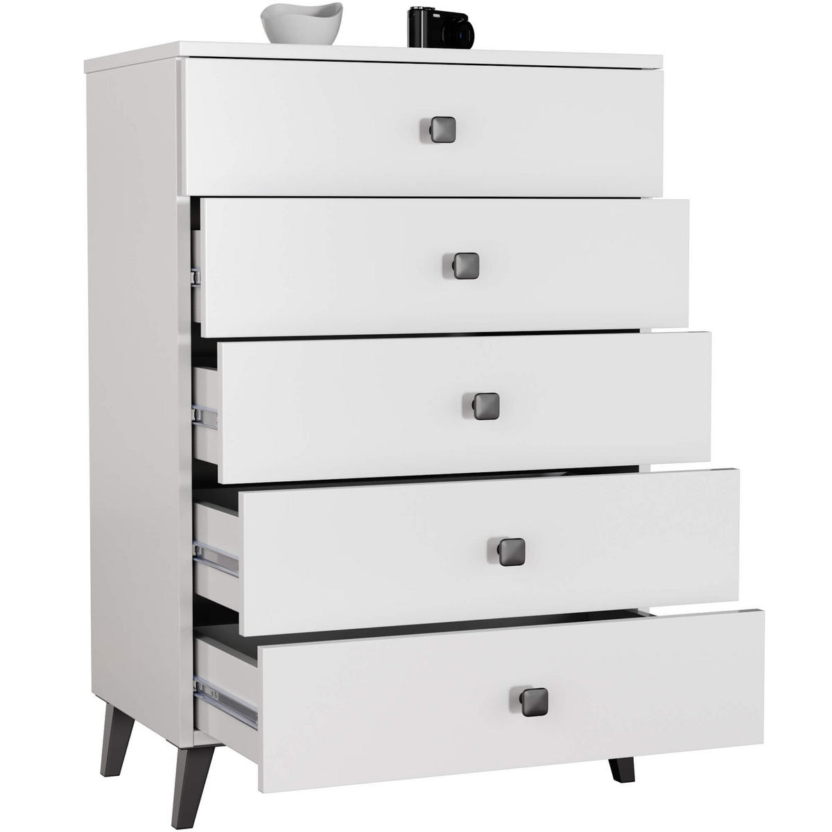 KOMMODE Weiß, Schwarz 89/60/37 - Schwarz/Weiß, Holzwerkstoff (60/89/37cm) - RAUMHIRSCH FURNITURE