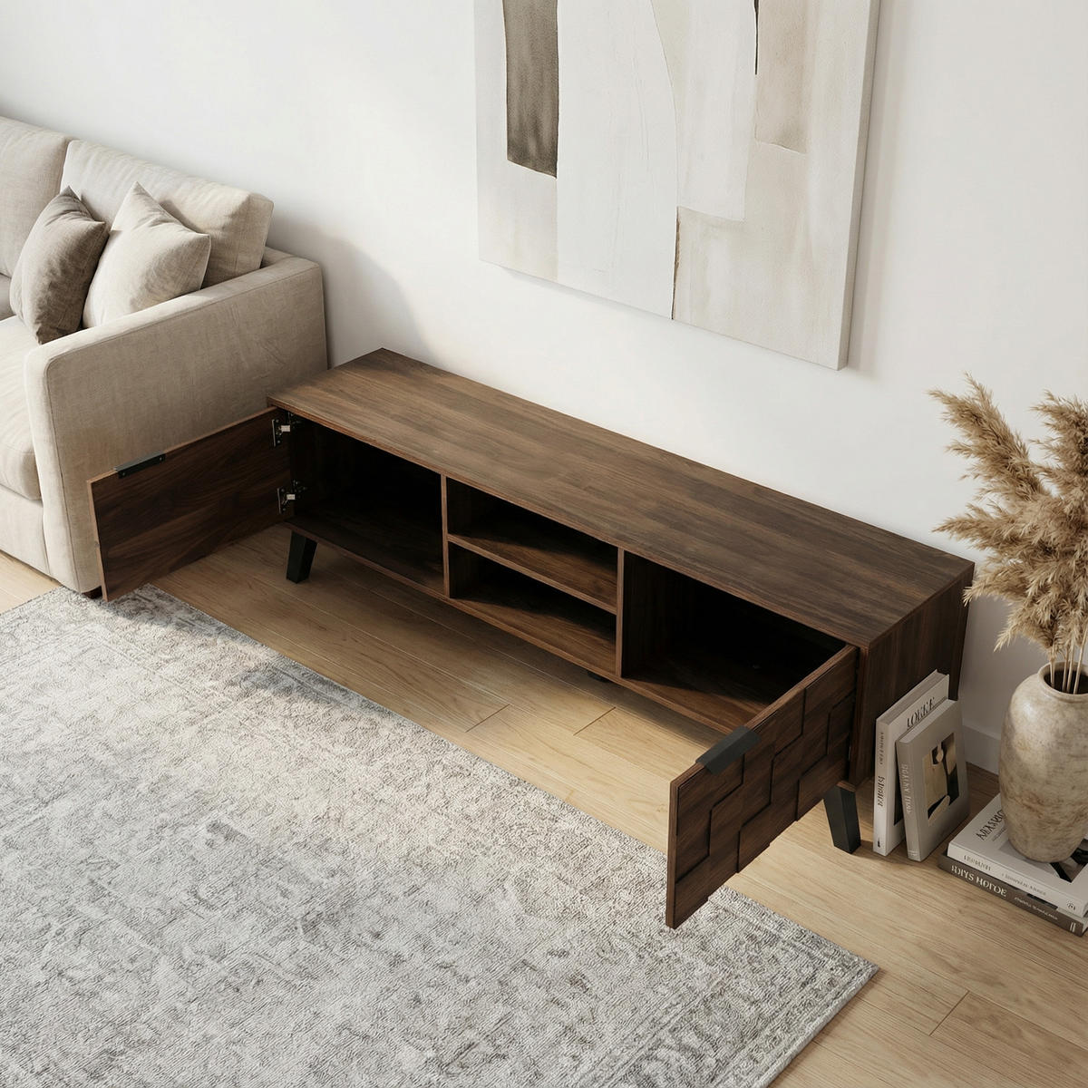 TV-SCHRANK 160 cm in Dunkel holz-Optik - Eichefarben, Holzwerkstoff (160/45/36cm) - Urban Meuble