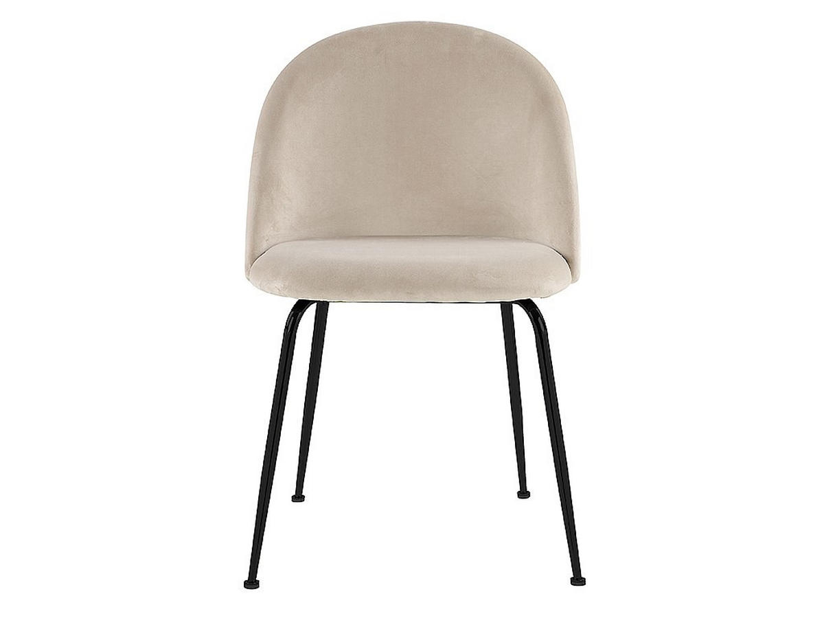 STUHL 6er-Set - Samt & Schwarzes Metall - Beige - MELBOURNE - Beige, Textil (50/77/55cm) - Vente-Unique