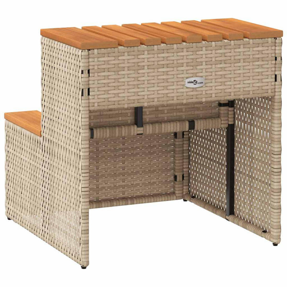WHIRLPOOLTREPPE Beige 50/50/50,5 Cm Poly Rattan Akazie Massiv - Beige, Holzwerkstoff (50/50.5/50cm) - vidaXL