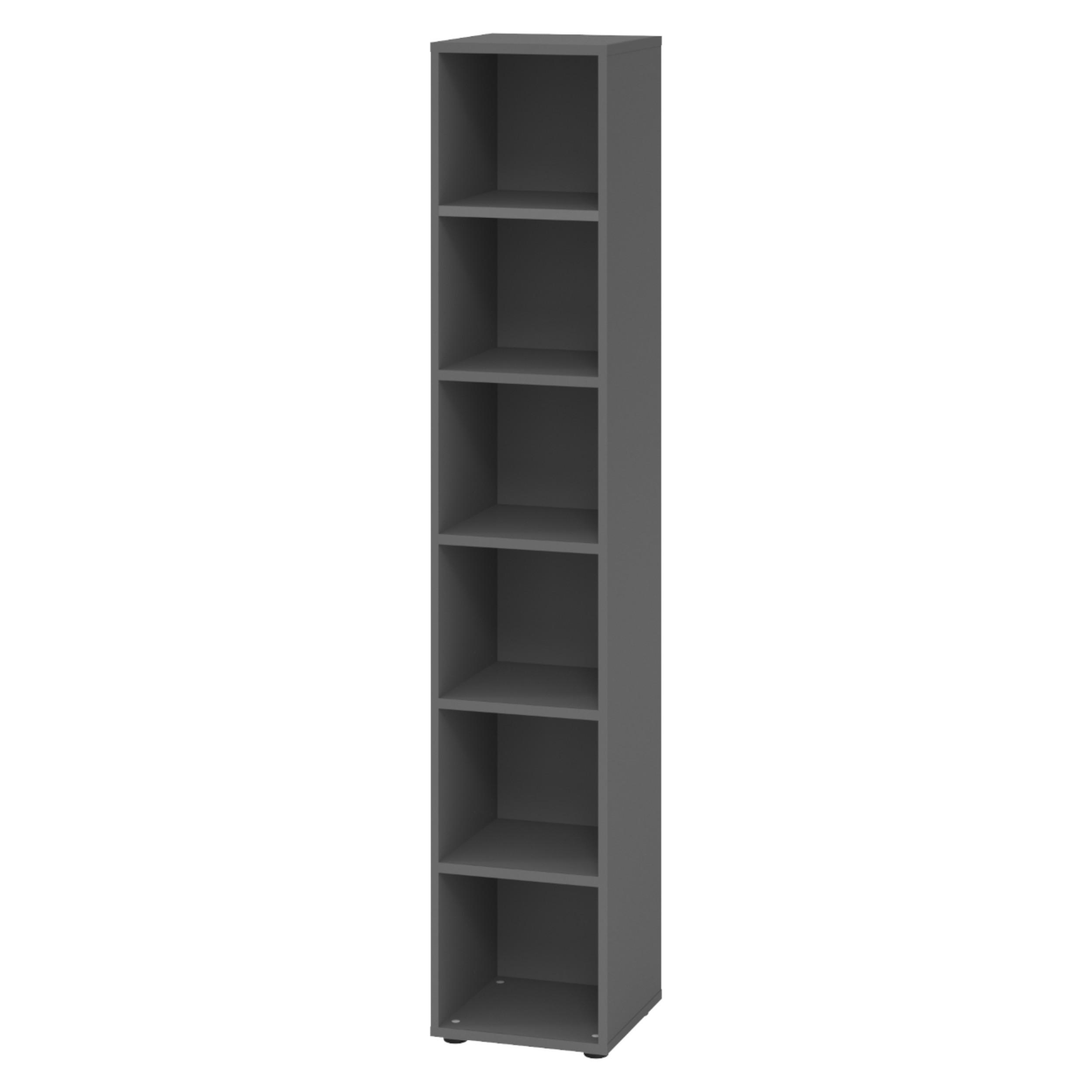 REGAL - 6 Ordnerhöhen 40/40/215,6 cm in Graphitfarben - Graphitfarben, Holzwerkstoff (40/215.6/40cm) - bümö
