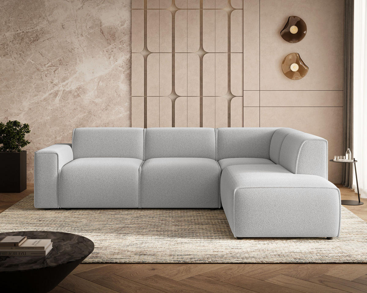 ECKSOFA Eluno Grau Rechts - Schwarz/Grau, Holz/Kunststoff (292/220cm) - Graingold