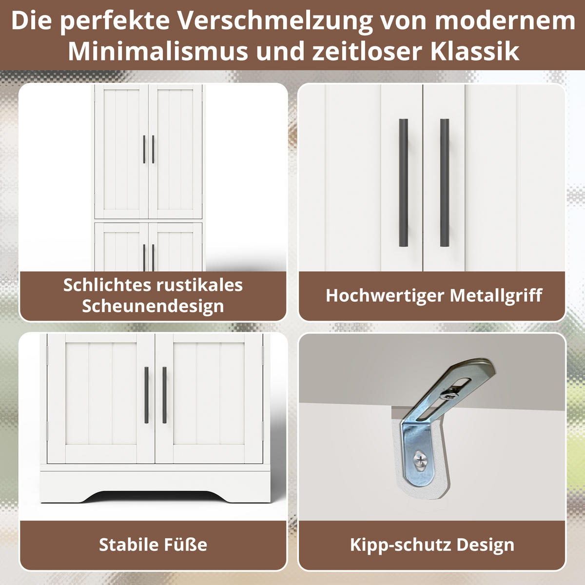 KÜCHENBUFFET mit LED-Beleuchtung und verstellbaren Einlegeböden, 60 x 40 x 120 cm, Weiß, MDF - Weiß, Holzwerkstoff (60/120/40cm) - SONNENH