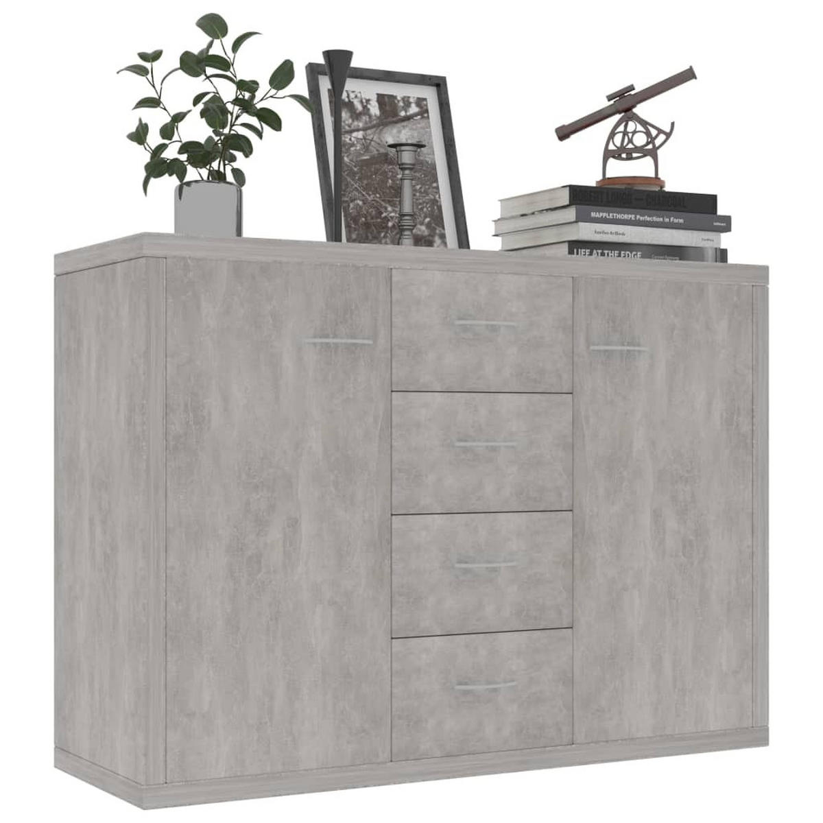SIDEBOARD Betongrau 88/30/65 Cm Holzwerkstoff - Hellgrau/Grau, Holz/Metall (88/65/30cm) - vidaXL