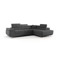 ECKSOFA EMILY mit Schlaffunktion Quelle 92 Rechts - Dunkelgrau, Textil (275/200cm) - Bedante