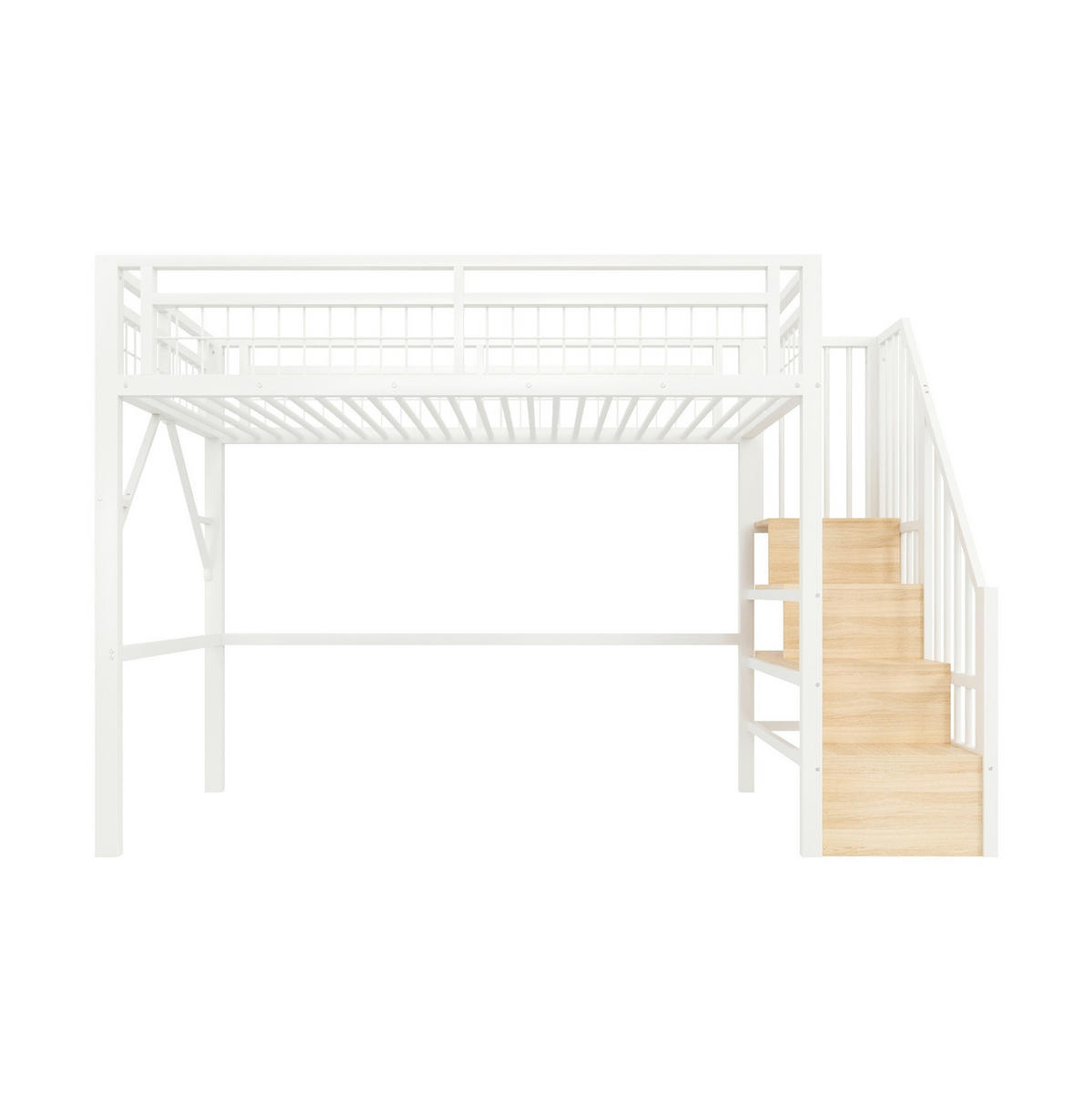 HOCHBETT 90/200 cm aus Metall mit LED-Lichtleiste und Stauraum, Weiß - Weiß, Metall (90/200cm) - OKMYHOME