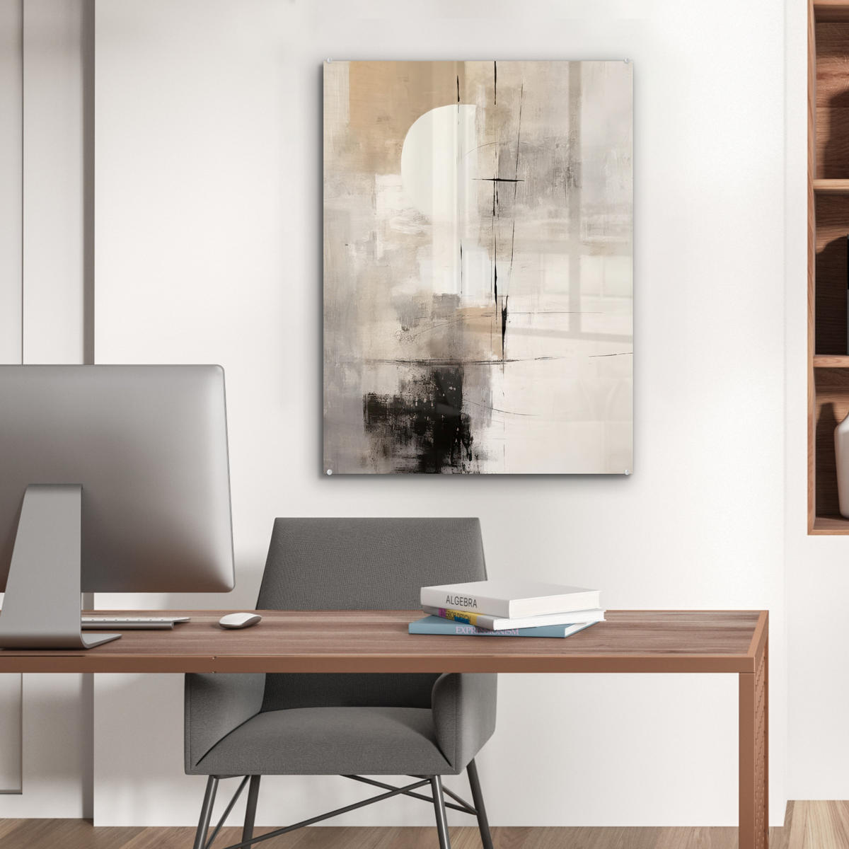 ACRYLGLASBILD Abstrakt - Kunst - Grau 60x80 cm - Hellgrau, Glas (60/80cm) - MuchoWow