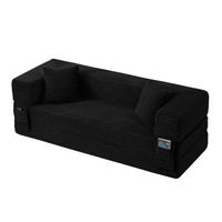 SCHLAFSOFA DE-34899 quadratisch mit Bettfunktion Schwarz - Schwarz, Textil (200/60/76cm) - ComfortXL