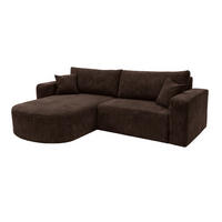 ECKSOFA Mit Schlaffunktion, Cordstoff Poso, Braun, Links, ROUND ONE - Braun, Holz (244/175cm) - Kaiser Möbel
