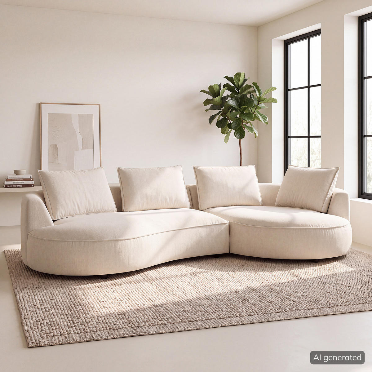 BIGSOFA - Beige/Schwarz, Kunststoff/Textil (322/82/154cm) - home24